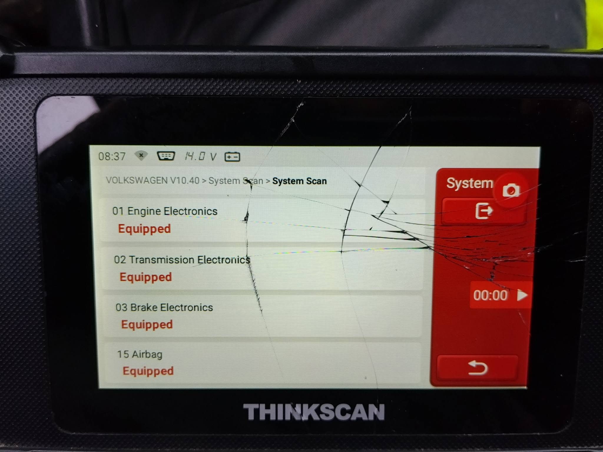 Диагностичен таблет ThinkScan — системно сканиране